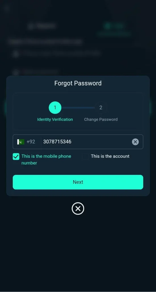 S1 Game password reset interface
